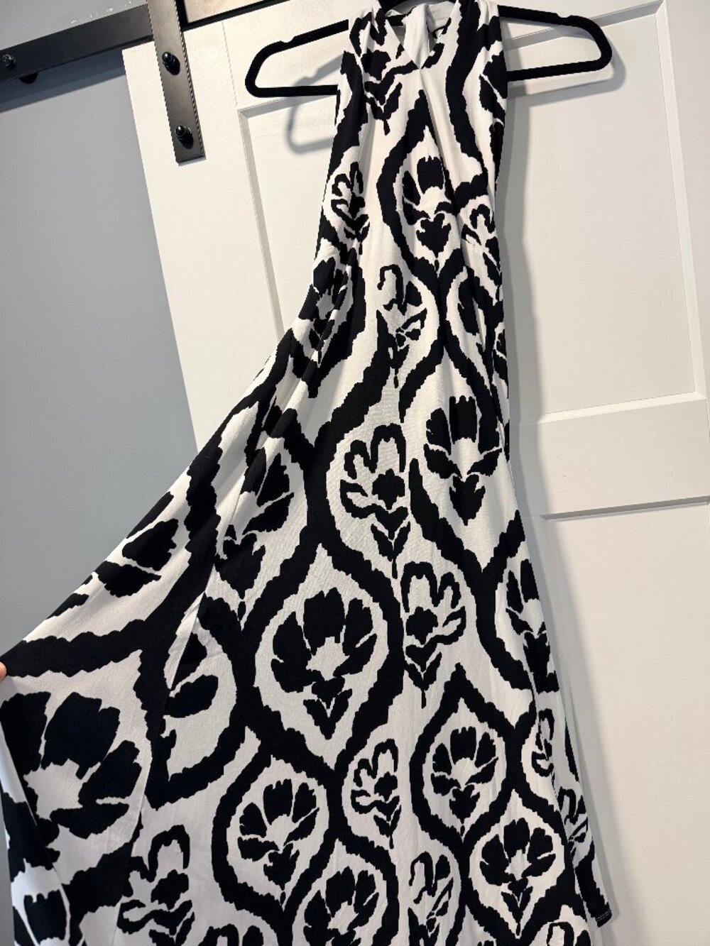 White House Black Market Black & White Neck-Knot Maxi Dress